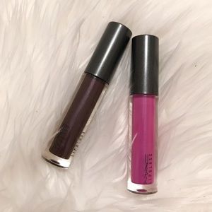 MAC lipglass in “Heroine” and “Purple Mocha”
